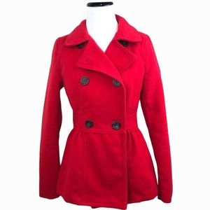H&M Divided Double Breasted Red Peacoat